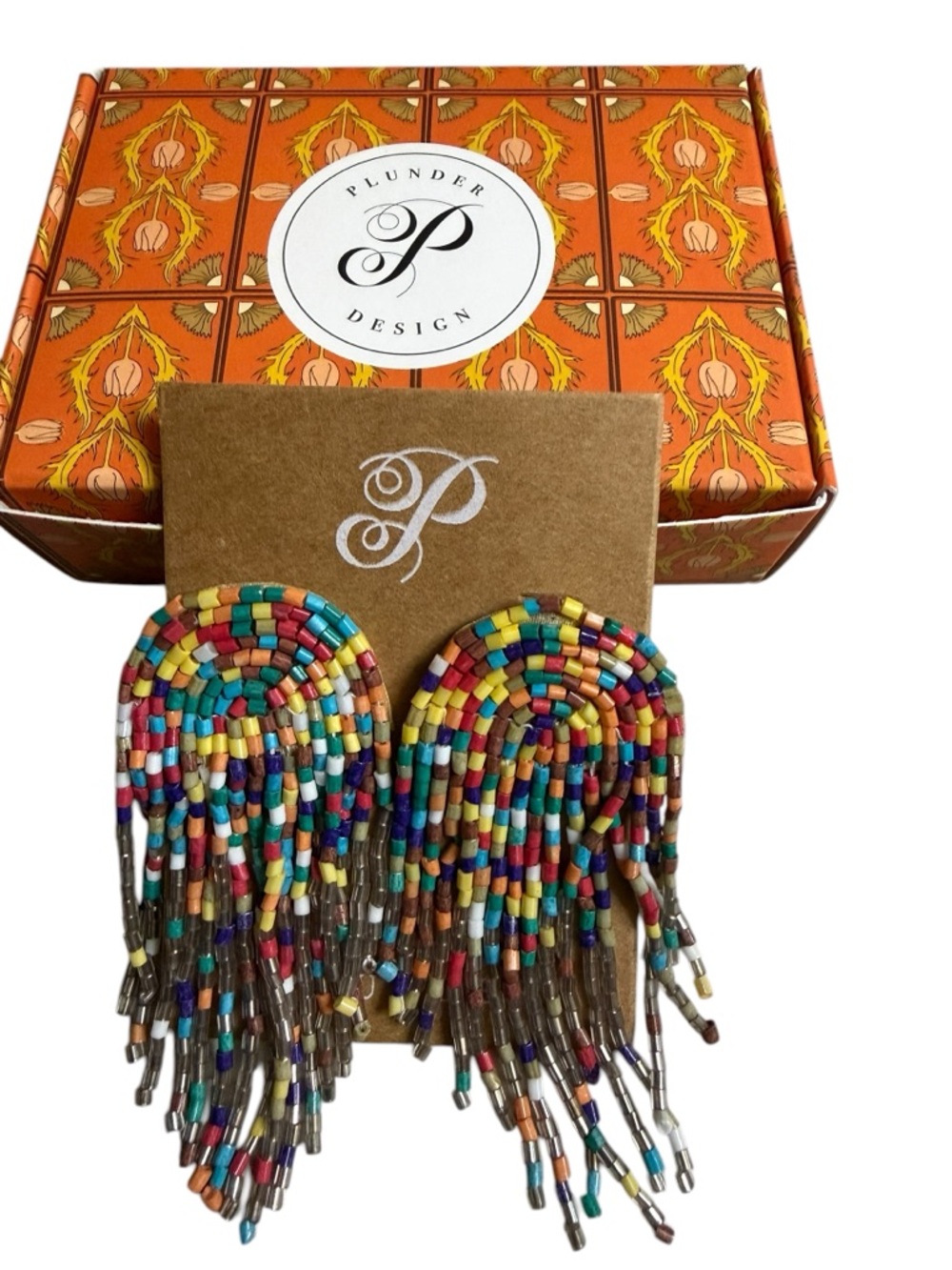 Plunder Kinley Reese Large Rainbow Seed Bead Fringe Earrings – Boho Statement